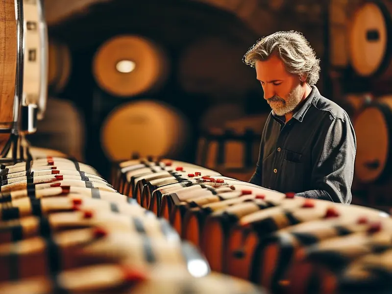 专业酿酒师检查窖藏高度酒