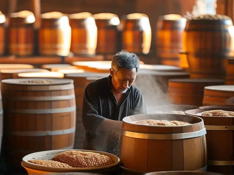 高粱半固态酿酒发酵过程实拍