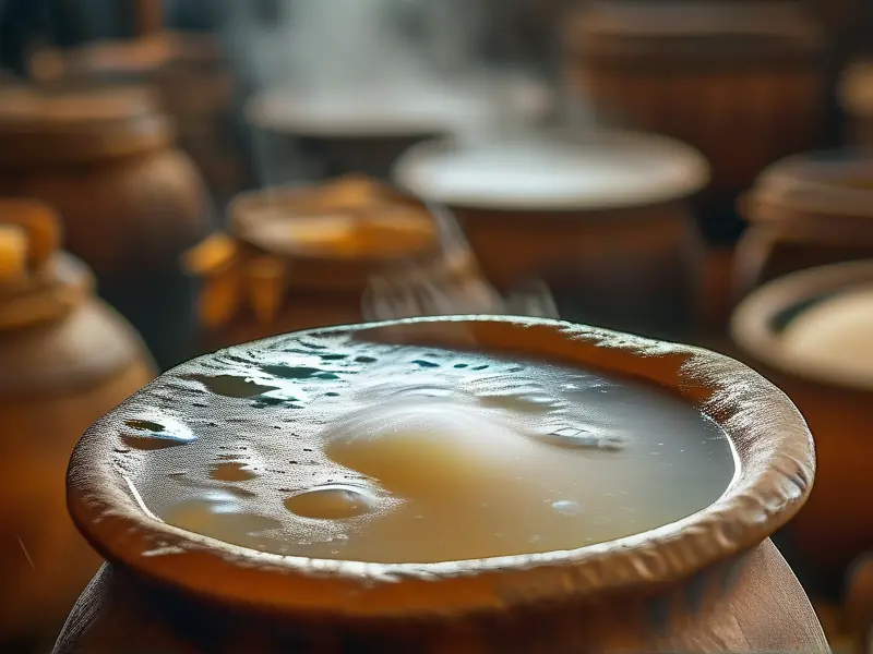 高粱酒发酵过程中的酒醅特写