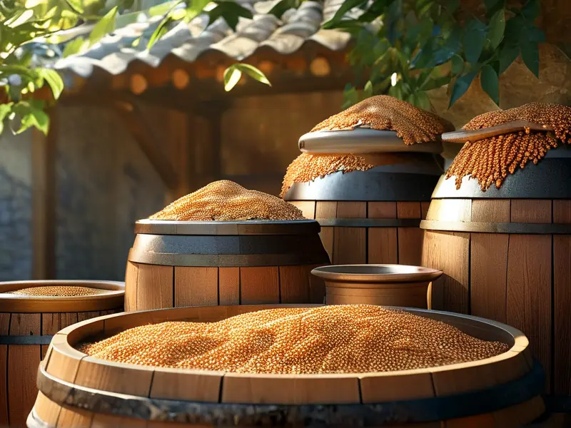 传统高梁烧酒酿造过程实景图