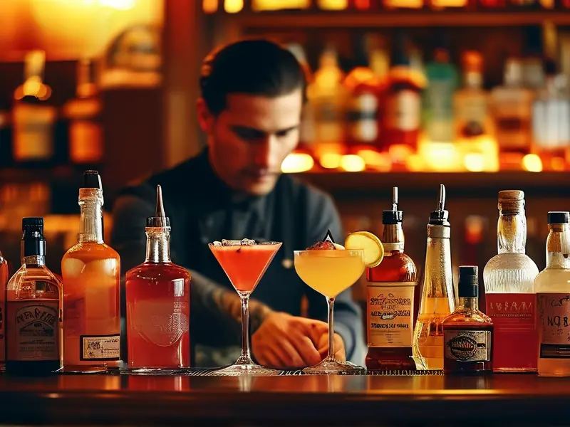 专业调酒师调制鸡尾酒现场