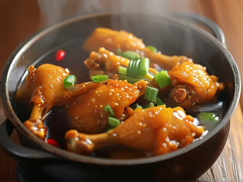 传统客家公鸡炒酒成品展示