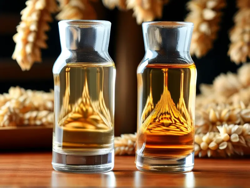 勾兑酒与纯粮酒外观对比示意图