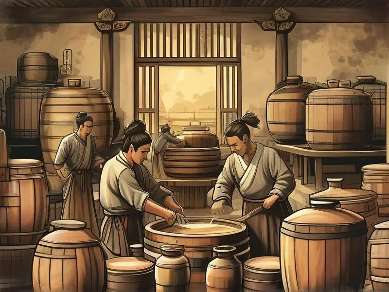 古代酿酒图展示传统酿酒工艺