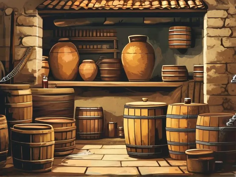 古代酿酒场景展示古人使用谷物和水果酿酒的画面