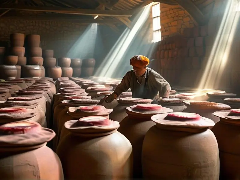 固态法白酒传统窖池发酵过程实拍