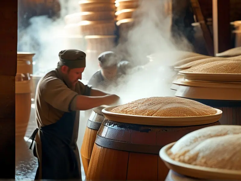 传统固态发酵酿酒工艺现场实拍