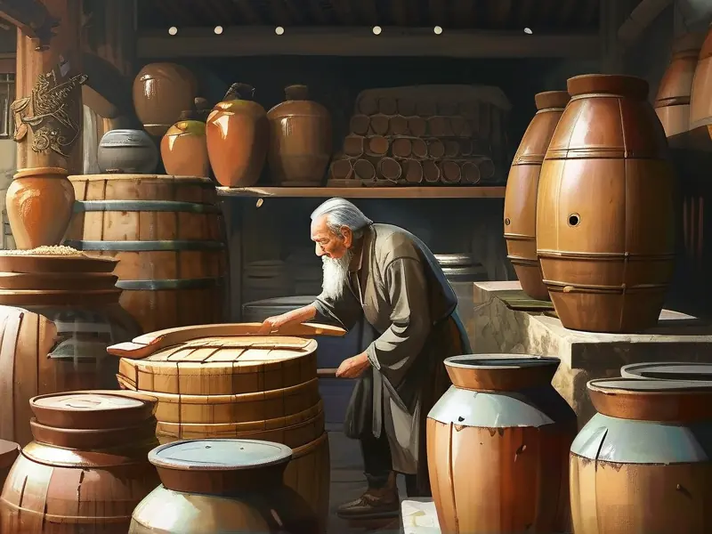 传统古法酿酒工艺实际操作场景