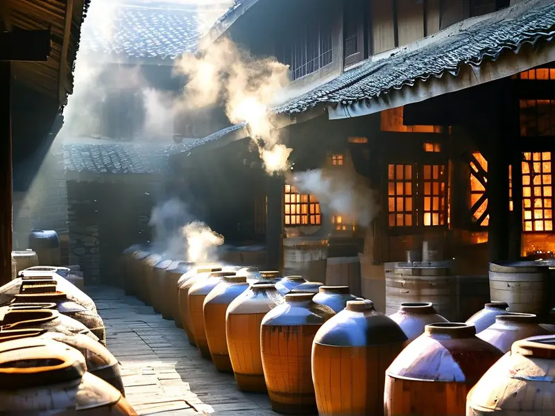 贵州省仁怀市明瑞酿酒作坊传统酿酒场景