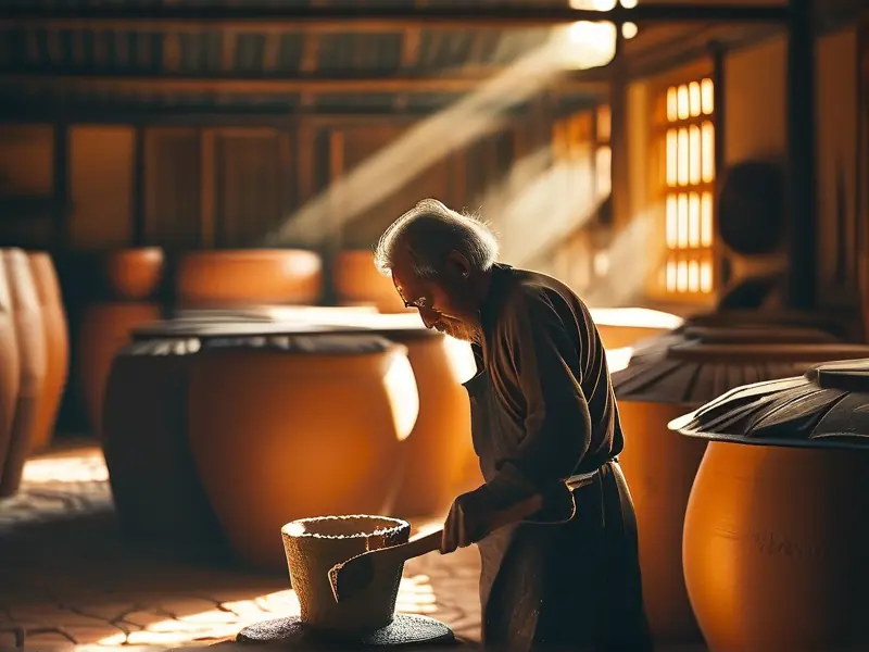 贵州古法酿酒老师傅传统工艺现场