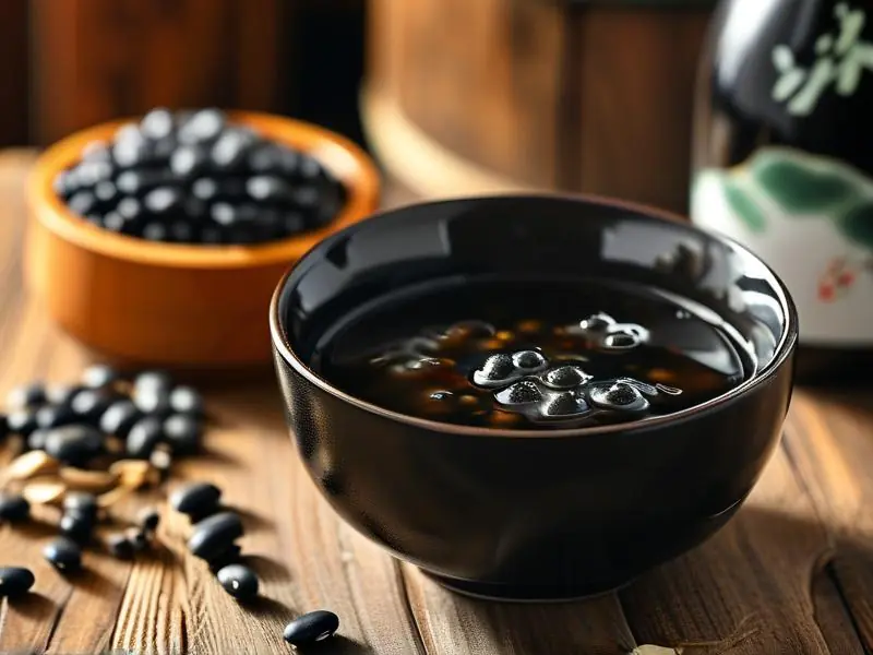 泡制完成的黑豆酒特写