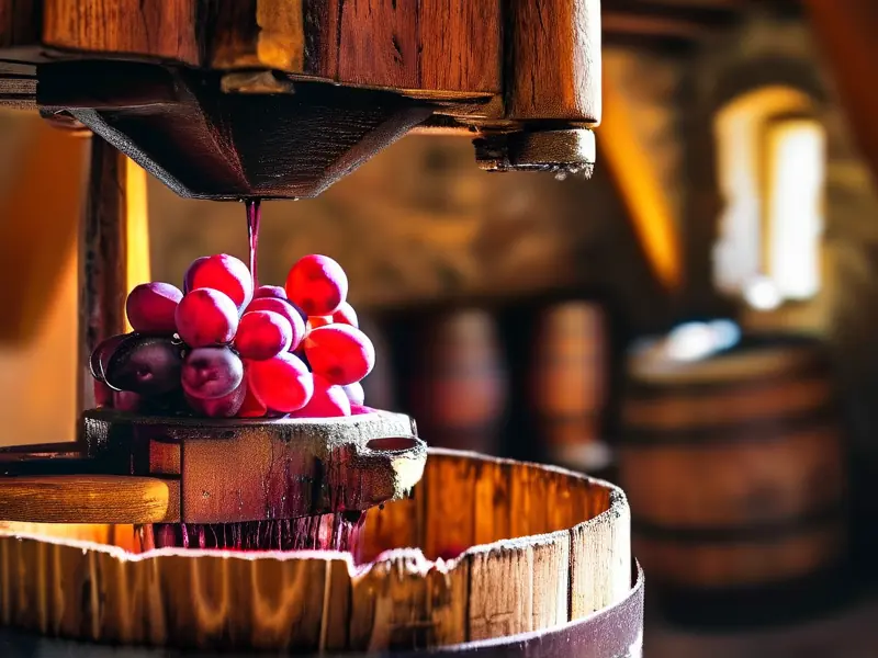 红葡萄酒酿制过程中的葡萄破碎环节