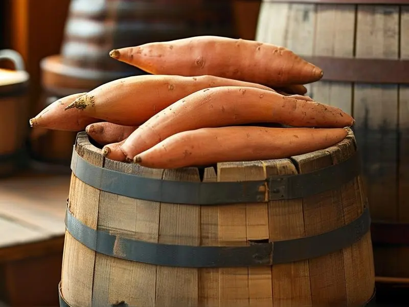 新鲜红薯与酿酒设备准备酿制红薯酒