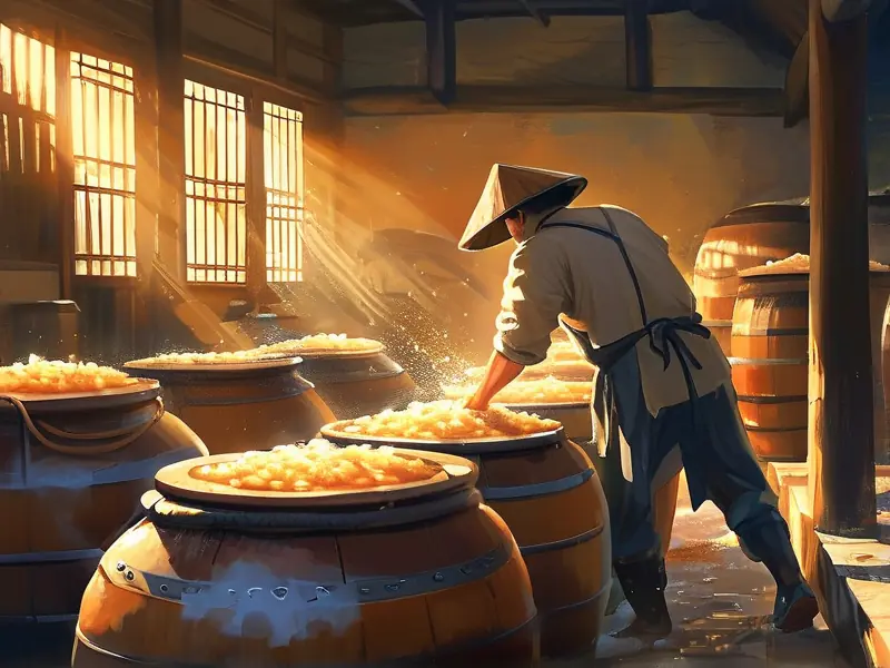 传统黄酒酿造工艺现场