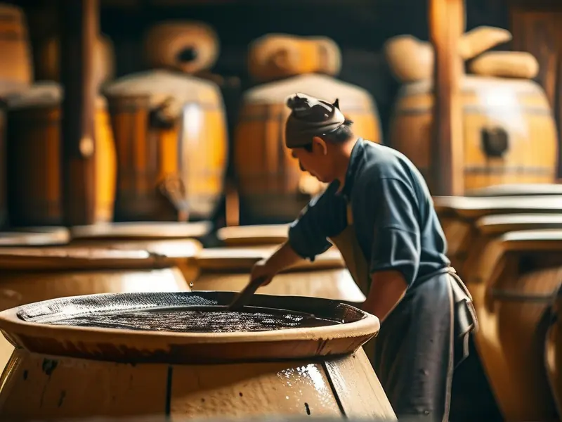 传统黄酒酿造过程实拍