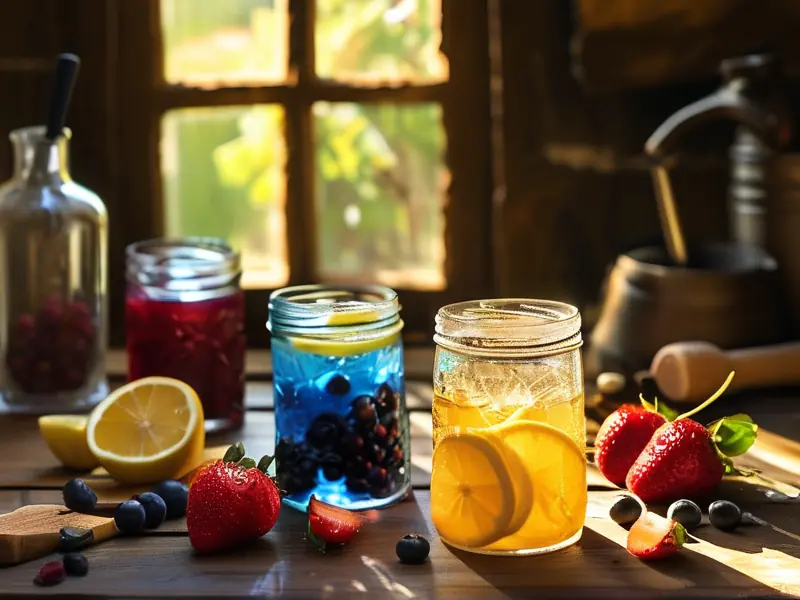 混合果酒原料准备与发酵过程实拍图