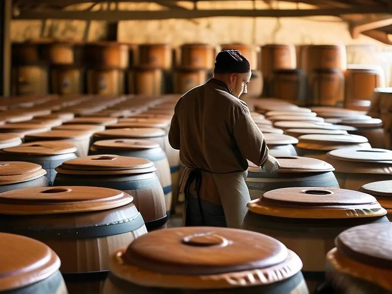 酿酒师检查酱香型酒发酵过程