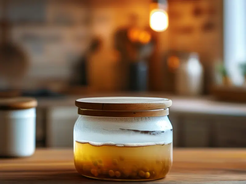 酵母菌发酵过程中的特写照片