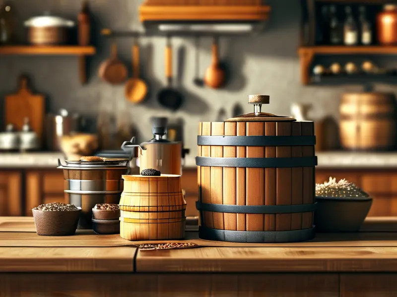 家庭白酒酿造工具和原料展示