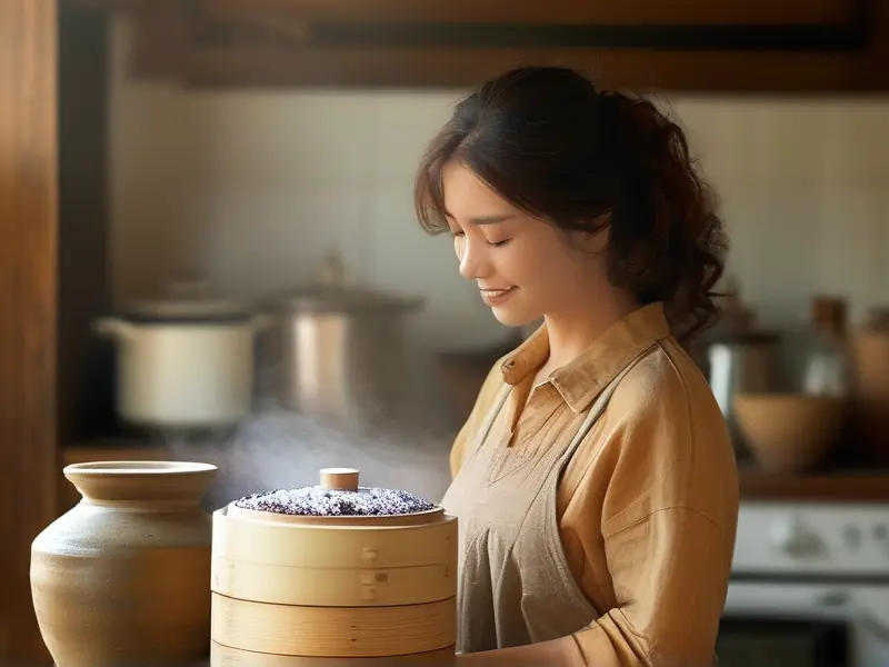 家庭酿米酒的第一步：蒸糯米