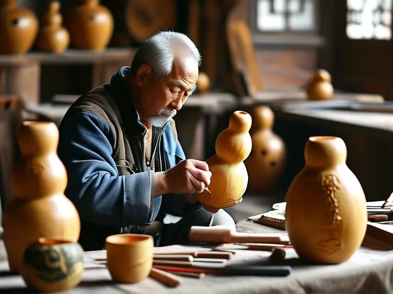 老匠人手工制作酒葫芦的过程
