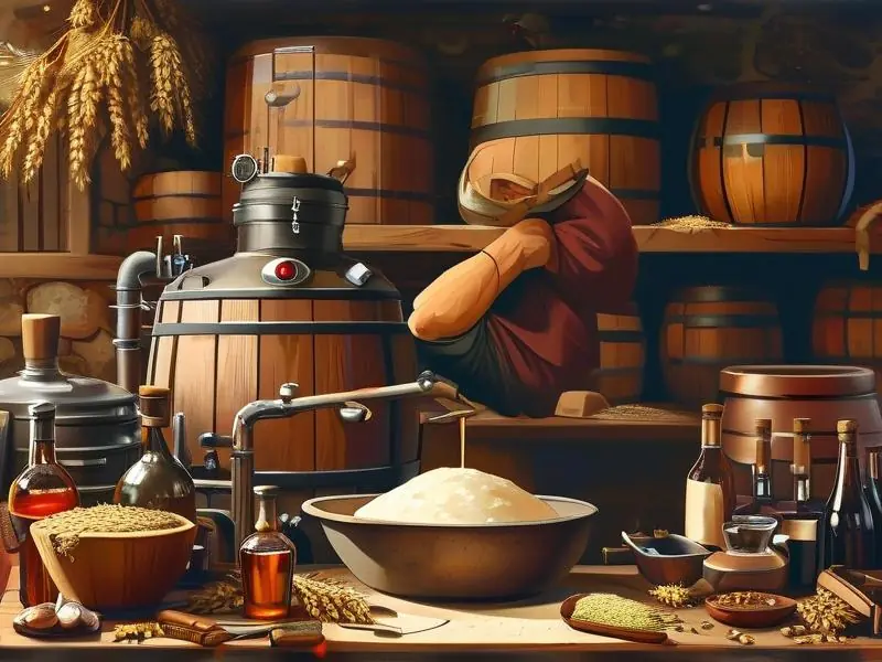 酿酒师制作酒饼的过程