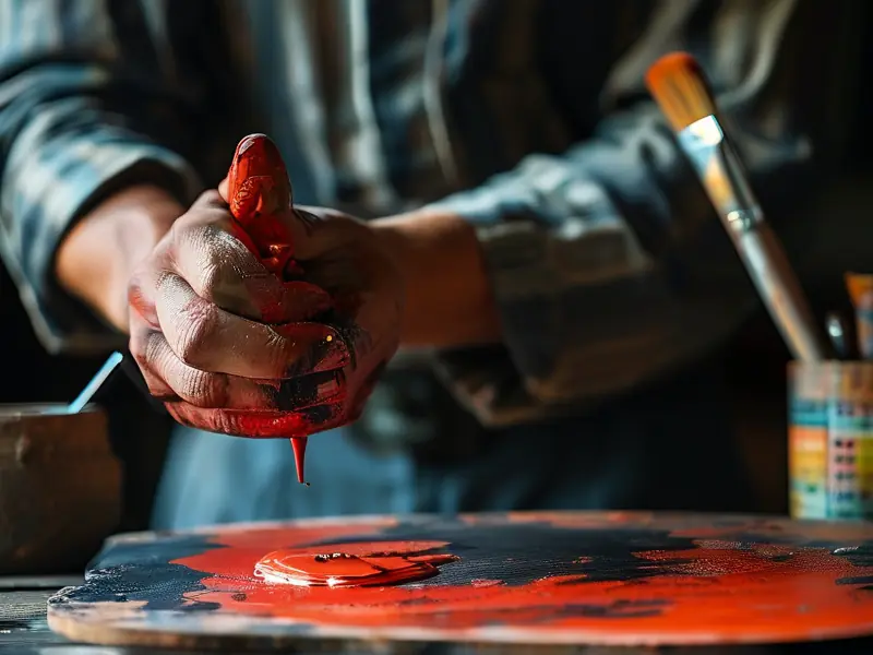 专业调色师调配酒红色过程