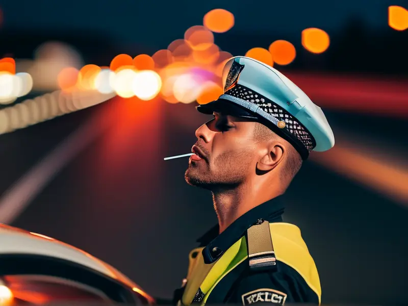 交警正在进行酒驾检测