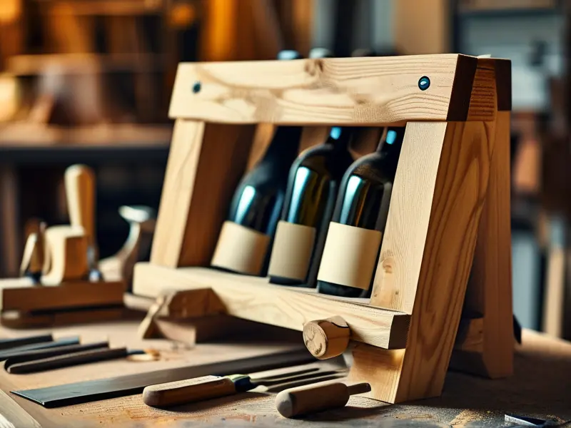 木工制作木质酒架的过程