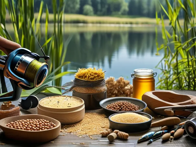 钓鱼爱好者自制酒米窝料的场景