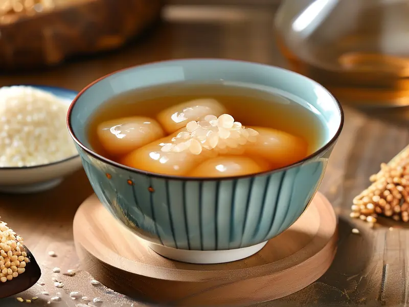 自制甜酒酿成品与原料展示