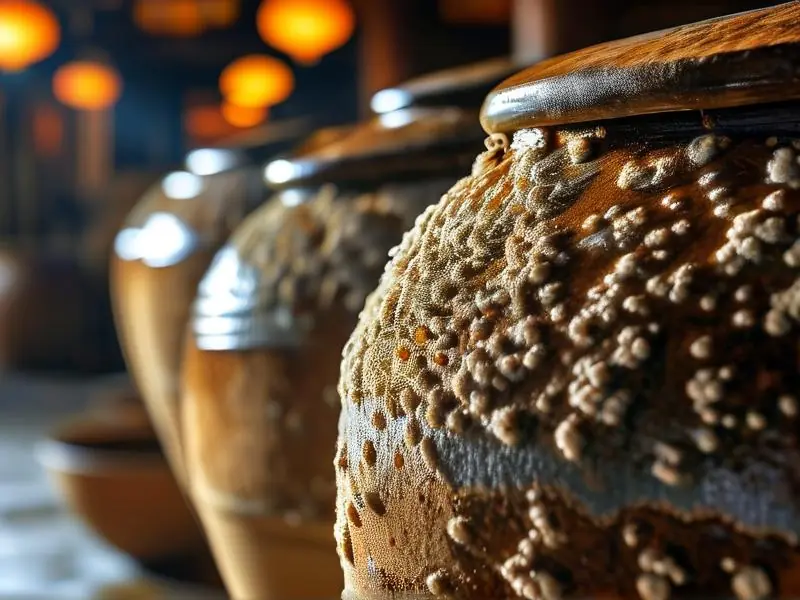 传统米酒曲发酵过程实拍图