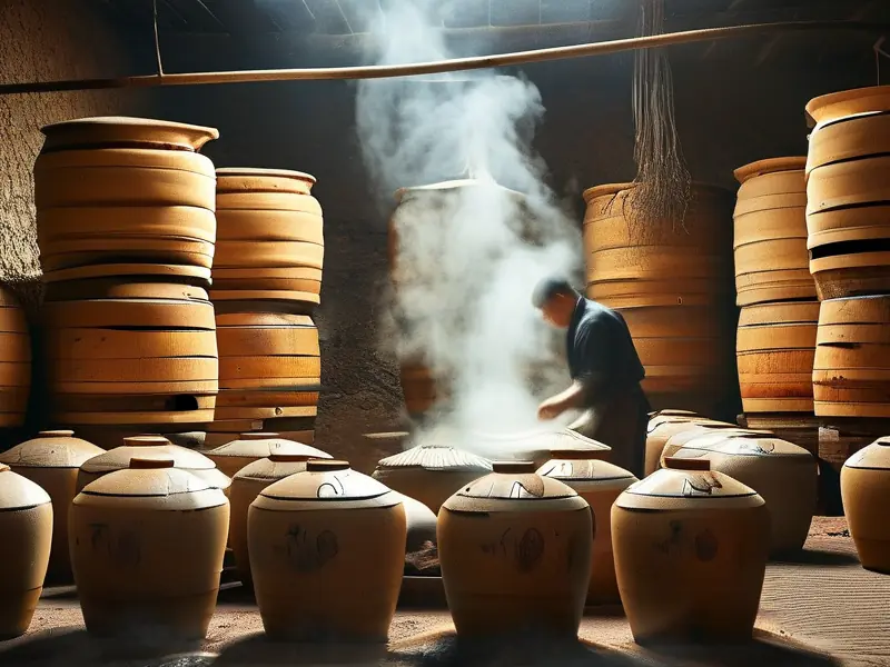 传统烤酒作坊生产场景展示