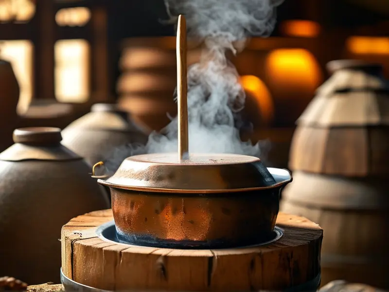 传统烤酒蒸馏现场实拍图