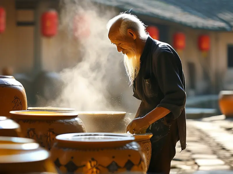 客家传统黄酒酿造过程实拍