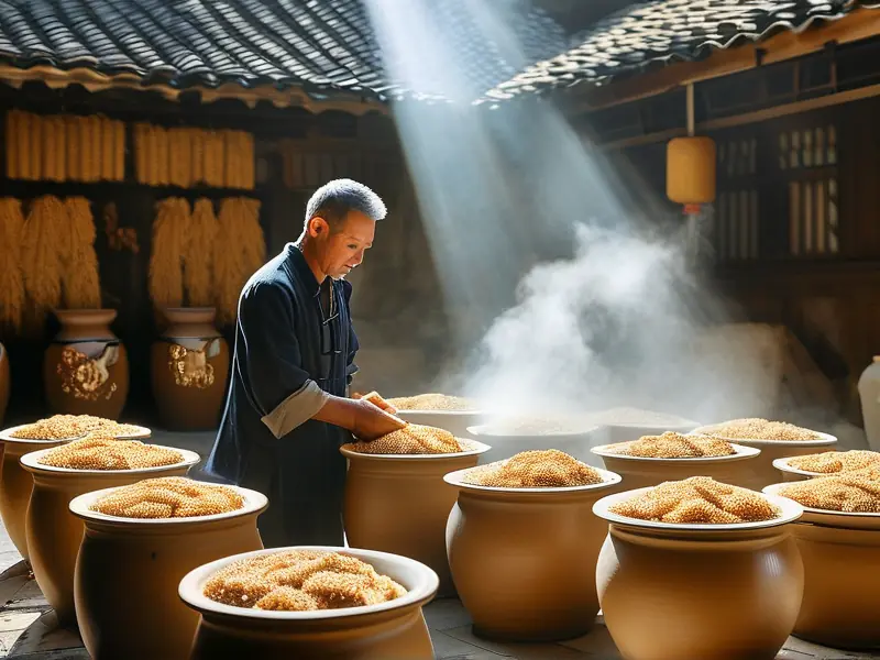 传统粮食酒发酵与蒸馏过程实景
