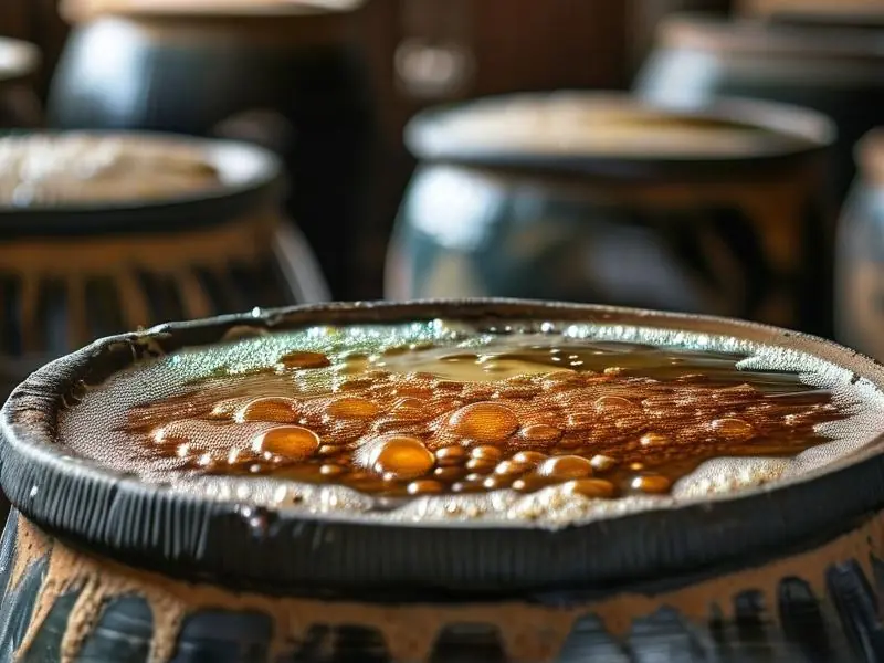 粮食发酵过程中的酒醅状态展示