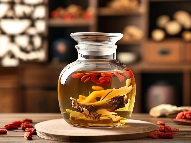 传统灵芝鹿茸泡酒实物展示