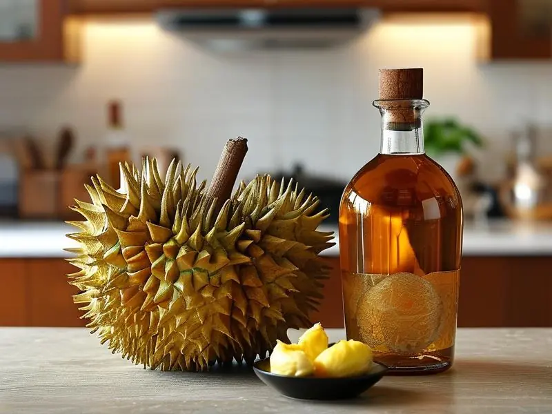 自制榴莲酒原料与成品展示