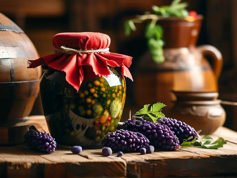 传统方法泡制龙葵酒的过程展示