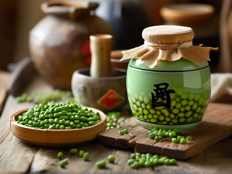传统方法酿造的绿豆白酒特写