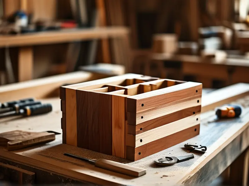 木工制作酒格的现场图