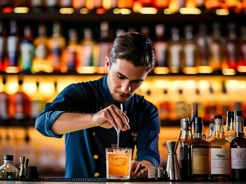 专业调酒师调制鸡尾酒