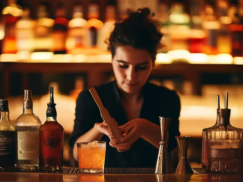 专业调酒师调制鸡尾酒