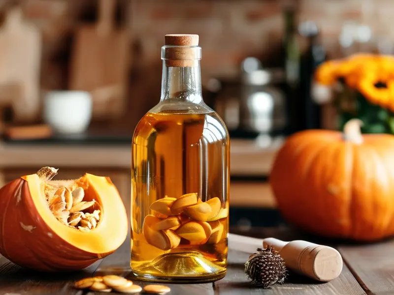 南瓜酒成品与原料展示