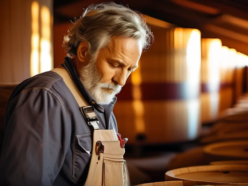 酿丰酒业创始人阎钰在酒窖实地指导工作