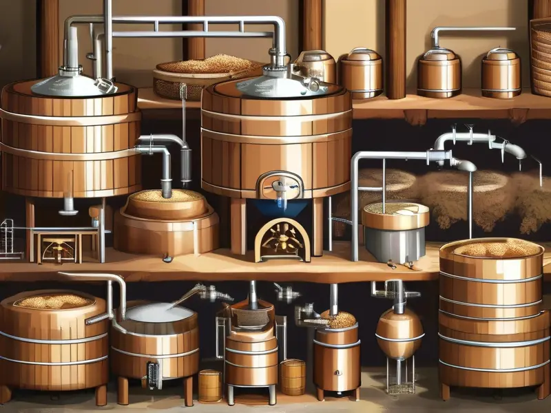 传统酿酒工艺流程示意图