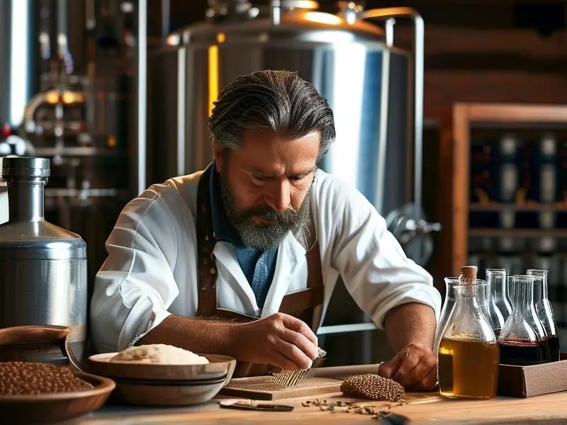 专业酿酒师演示酿酒酵母制作过程