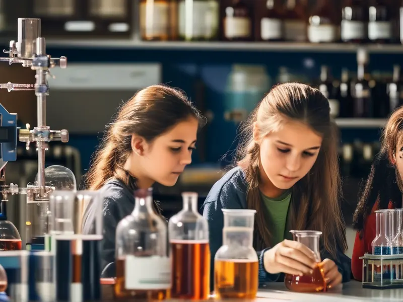 酿酒工程学科学生在实验室进行酿酒实验