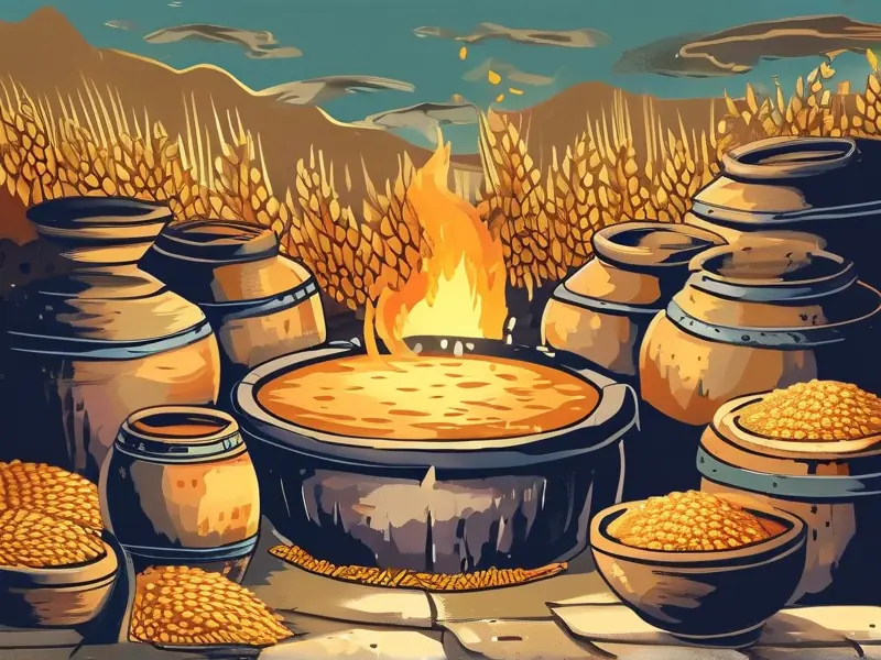 古代酿酒场景历史插画